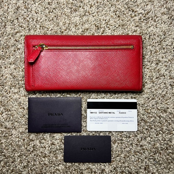 PRADA Red Leather Saffiano Wallet 1MH132 - Picture 4 of 16
